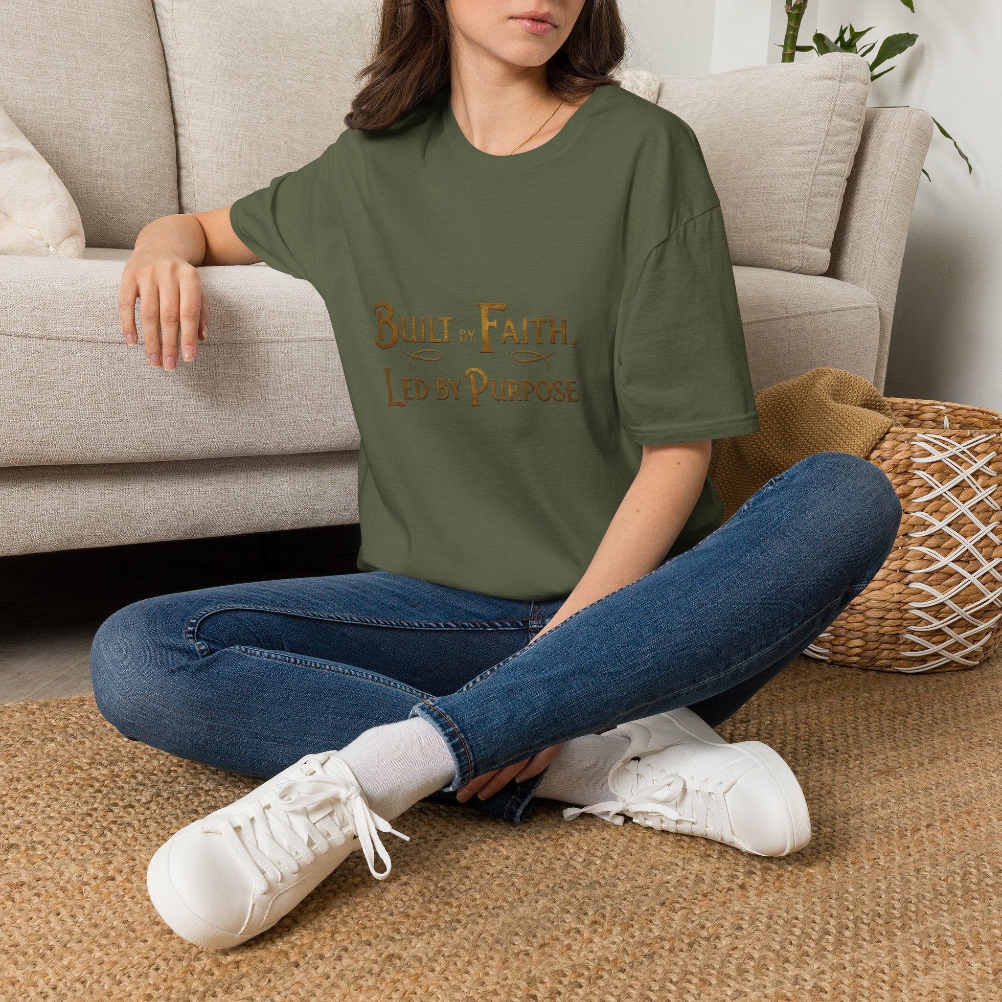 Faith-Driven T-Shirt — "Built by Faith, Led by Purpose" Inspirational Tee