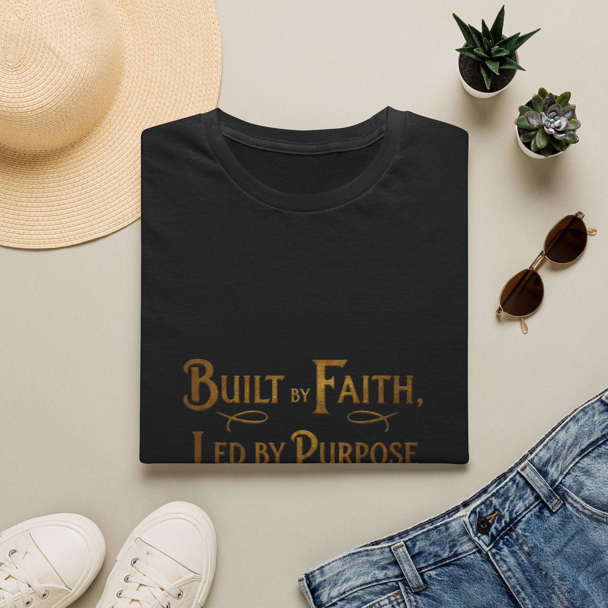 Faith-Driven T-Shirt — "Built by Faith, Led by Purpose" Inspirational Tee
