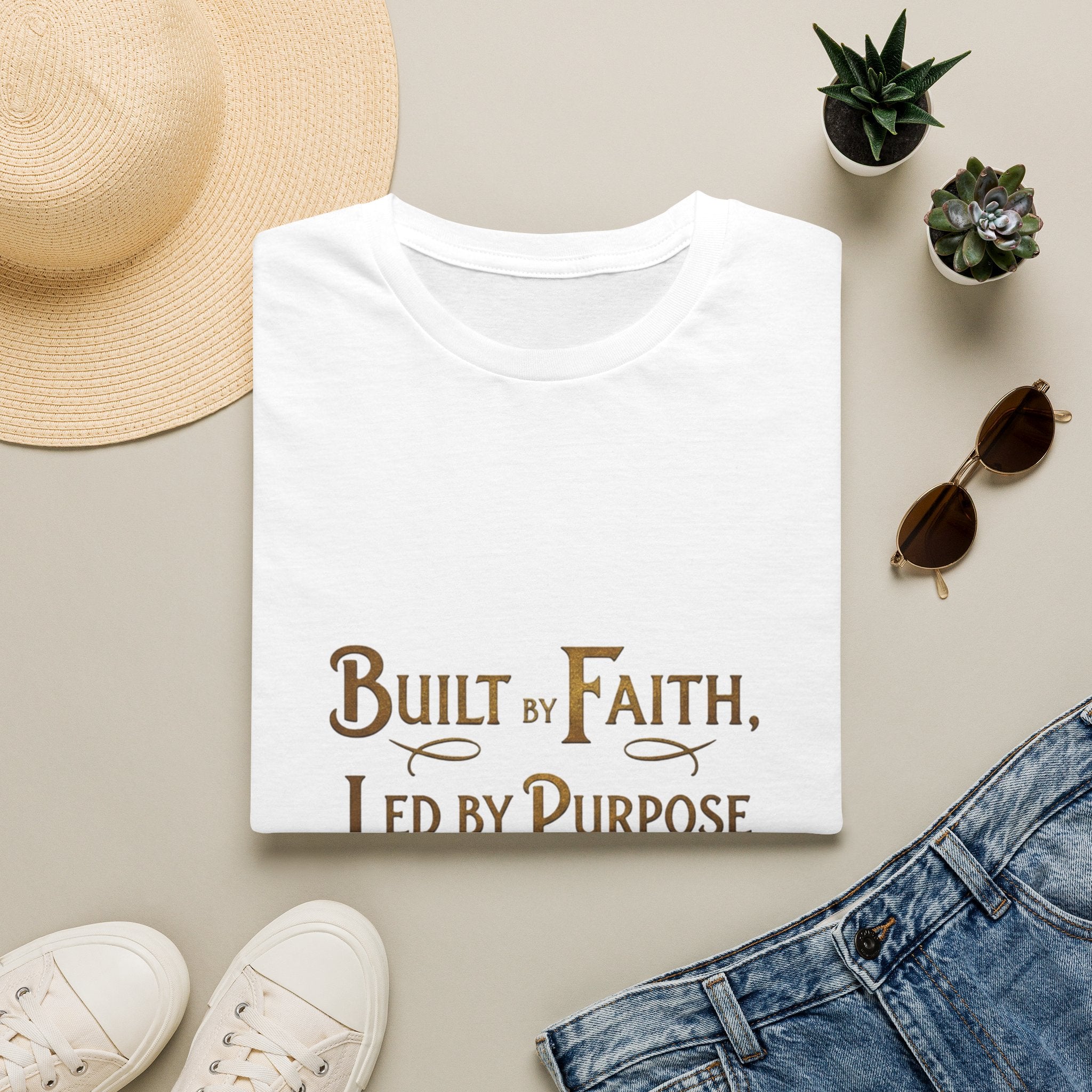 Faith-Driven T-Shirt — "Built by Faith, Led by Purpose" Inspirational Tee