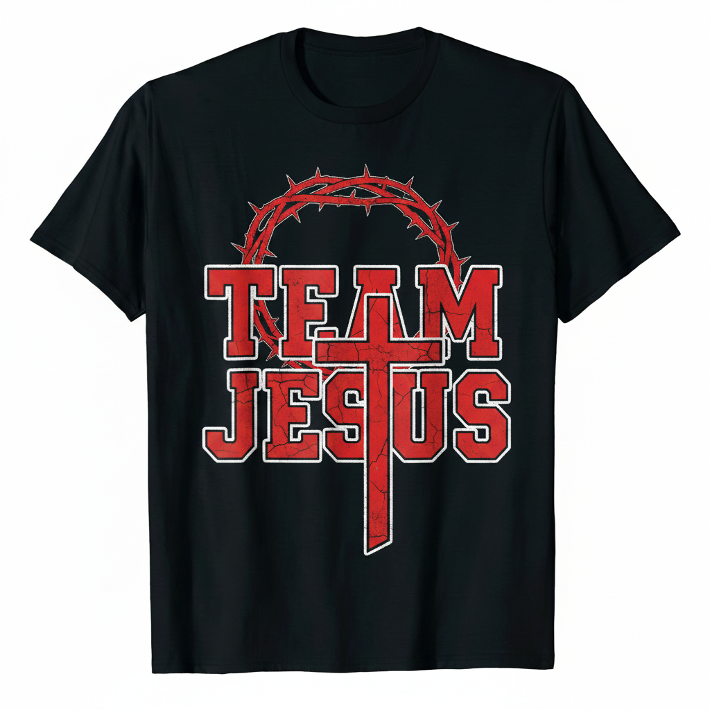 Team Jesus T-Shirt – Faith Graphic Tee with Crown of Thorns Cross