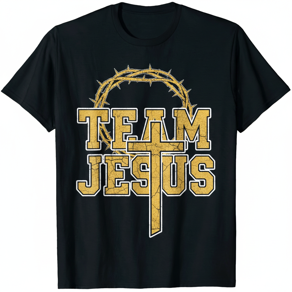 Team Jesus T-Shirt – Faith Graphic Tee with Crown of Thorns Cross