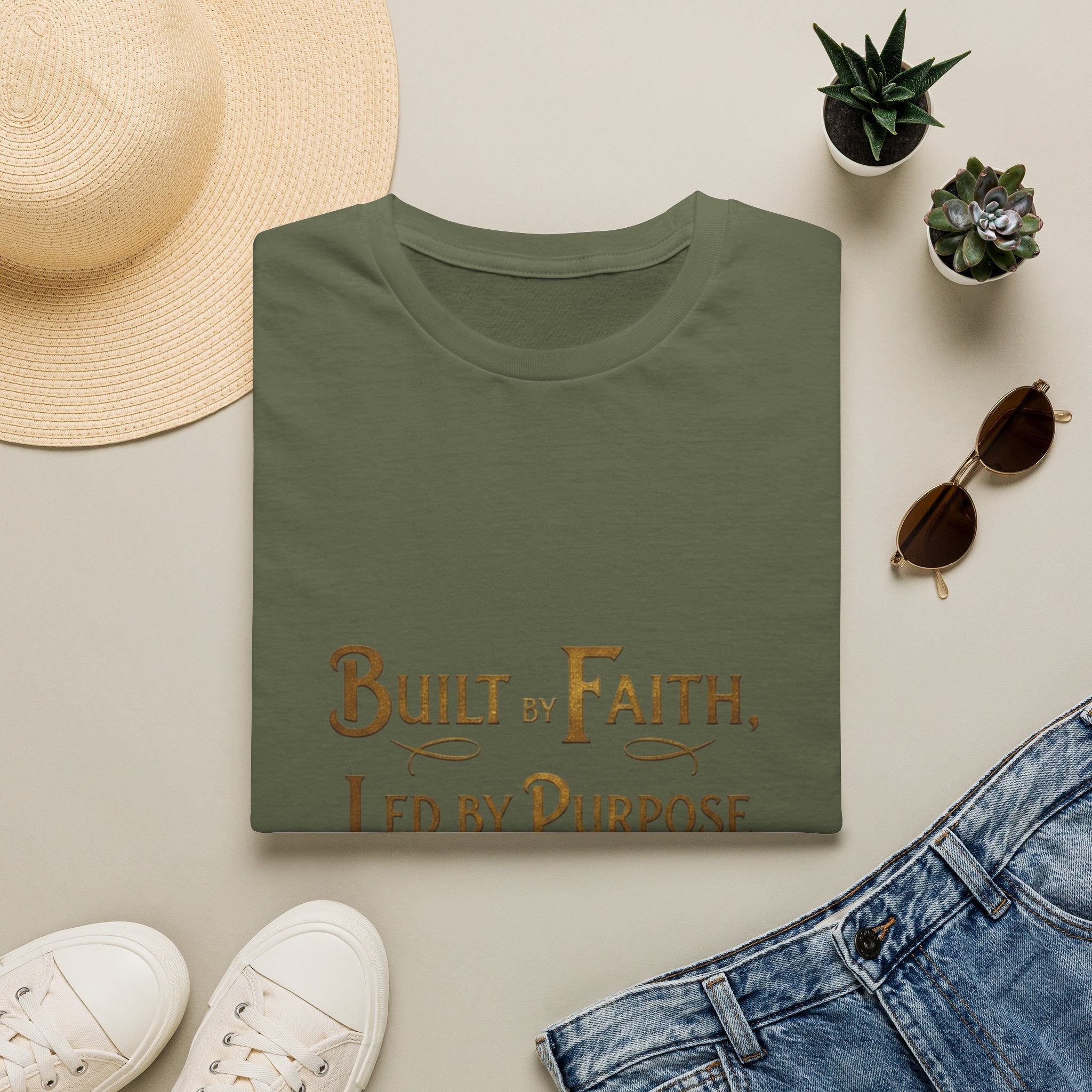 Faith-Driven T-Shirt — "Built by Faith, Led by Purpose" Inspirational Tee