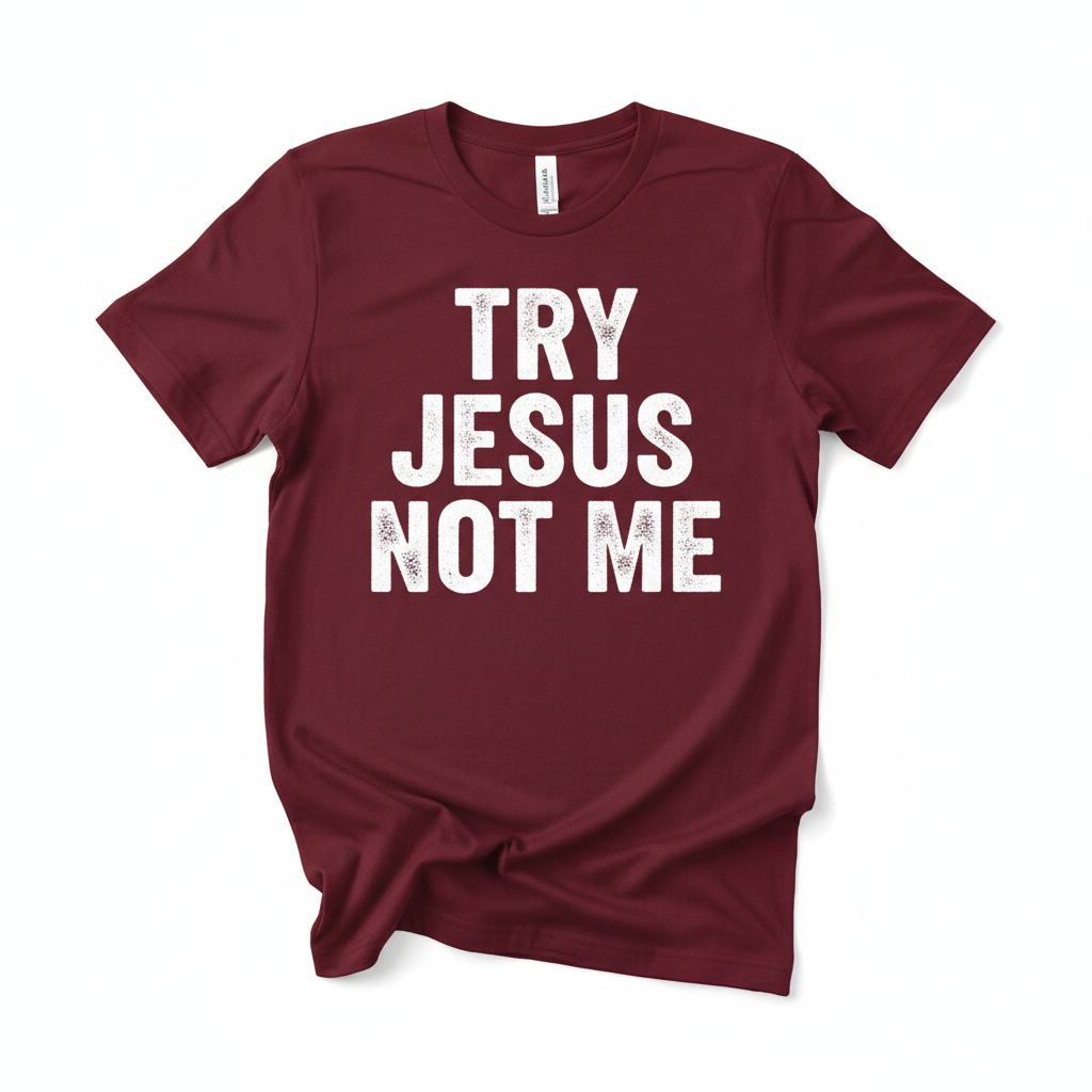 Try Jesus Not Me Maroon T-Shirt