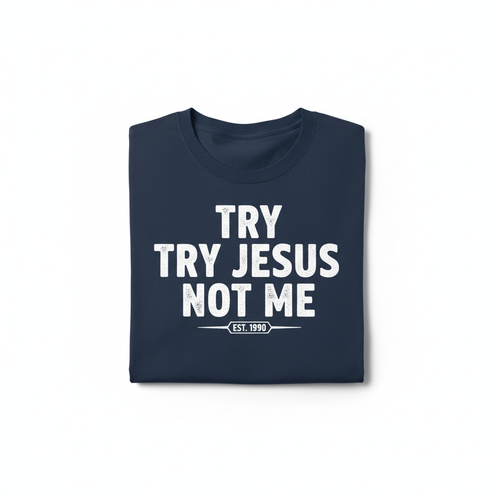 Try Jesus Not Me Navy T-Shirt