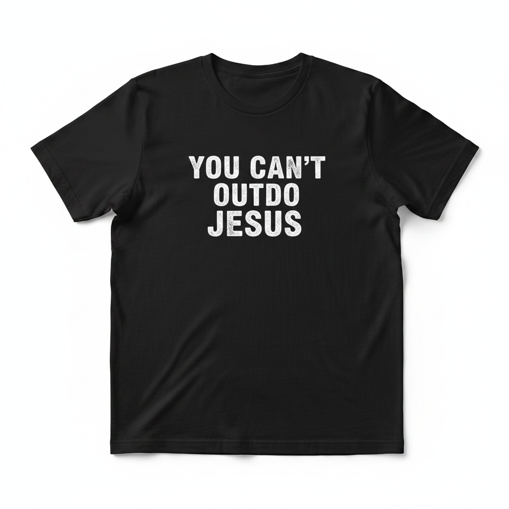 YOU CAN'T OUTDO JESUS Black T-Shirt Mockup